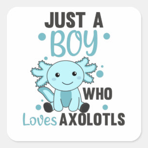 Axolotl Lovers Cute Animals For Boys Blue Square Sticker