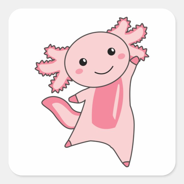 Axolotl Lovers Cute Animals For Kids Pink Square Sticker (Front)