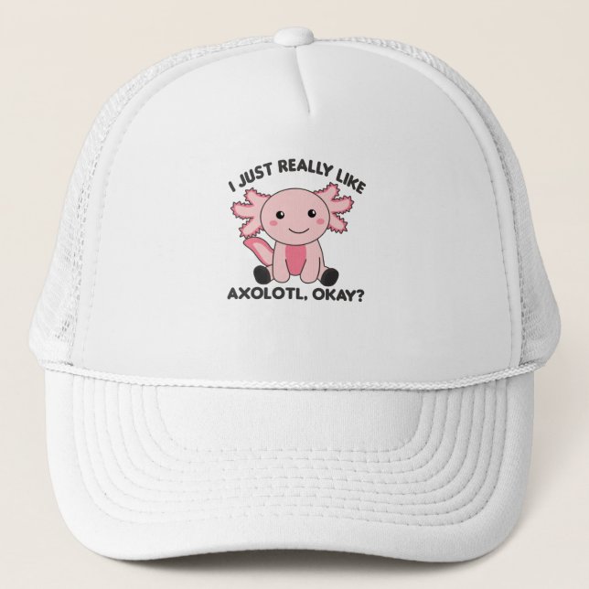 Axolotl Lovers Cute Animals For Kids Pink Trucker Hat (Front)