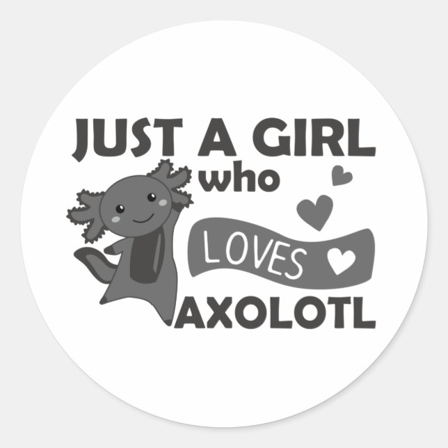 Axolotl Lovers Sweet Animals For Girls Pink Classi Classic Round Sticker (Front)