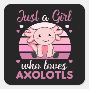 Axolotl Lovers Sweet Animals For Girls Pink Square Square Sticker