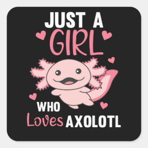 Axolotl Lovers Sweet Animals For Girls Pink Square Sticker