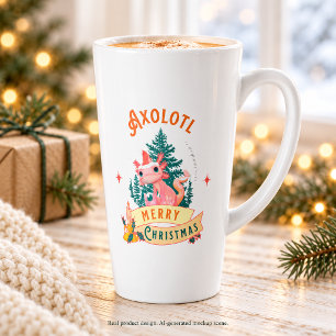 Axolotl Merry Christmas Cute Santa Hat Latte Mug