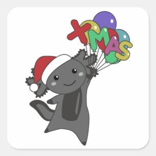 Axolotl Merry Christmas Winter Animals Axolotl Square Sticker