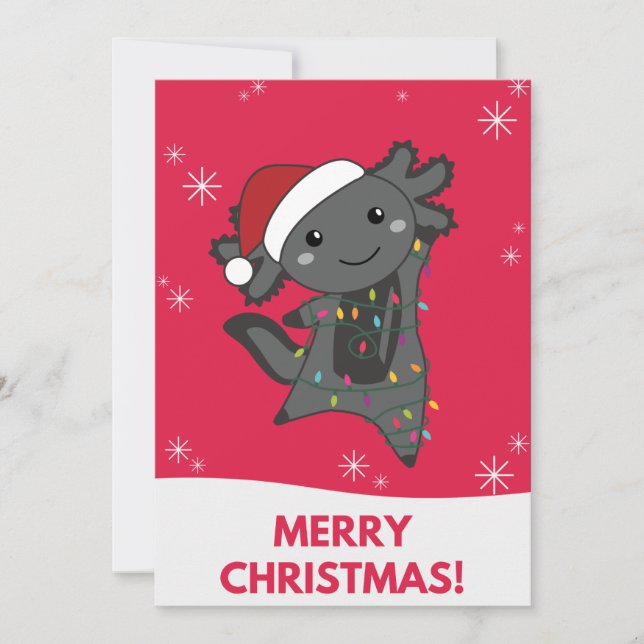 Axolotl Merry Christmas Winter Animals Axolotls Ad Holiday Card (Front)