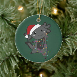 Axolotl Merry Christmas Winter Animals Axolotls Ba Ceramic Tree Decoration