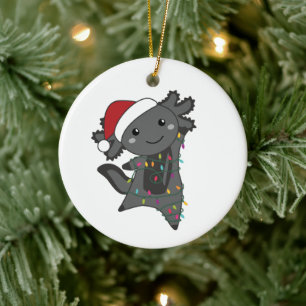 Axolotl Merry Christmas Winter Animals Axolotls Ceramic Tree Decoration