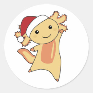 Axolotl Merry Christmas Winter Animals Axolotls Classic Round Sticker