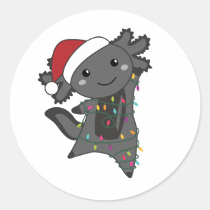 Axolotl Merry Christmas Winter Animals Axolotls Classic Round Sticker