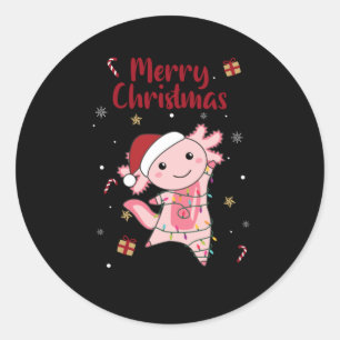 Axolotl Merry Christmas Winter Animals Axolotls Classic Round Sticker