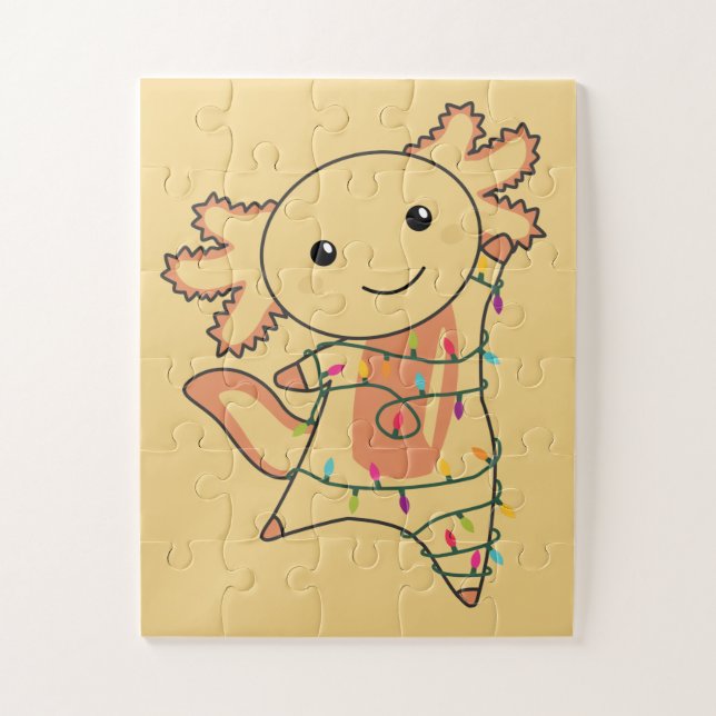 Axolotl Merry Christmas Winter Animals Axolotls Ji Jigsaw Puzzle (Vertical)