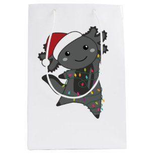 Axolotl Merry Christmas Winter Animals Axolotls Medium Gift Bag