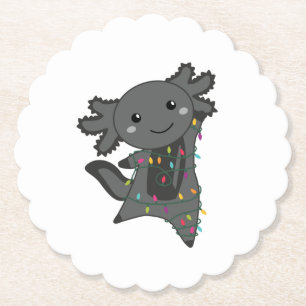 Axolotl Merry Christmas Winter Animals Axolotls Paper Coaster
