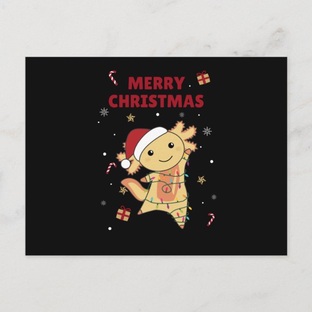 Axolotl Merry Christmas Winter Animals Axolotls Postcard (Front)