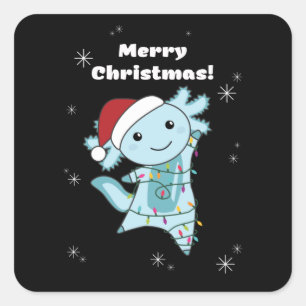 Axolotl Merry Christmas Winter Animals Axolotls Square Sticker