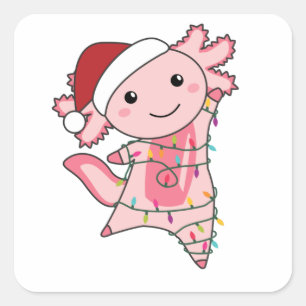 Axolotl Merry Christmas Winter Animals Axolotls Square Sticker