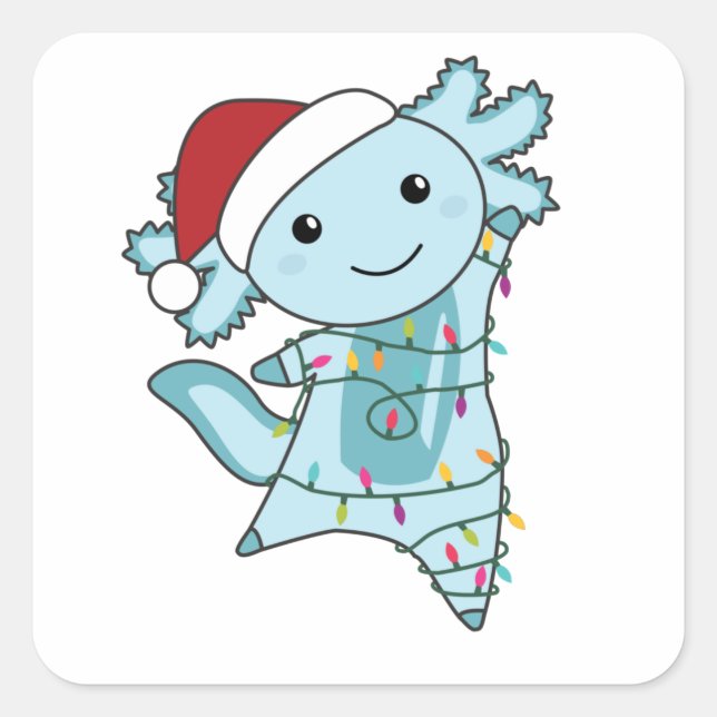 Axolotl Merry Christmas Winter Animals Axolotls Square Sticker (Front)