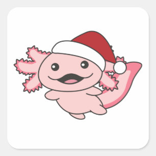 Axolotl Merry Christmas Winter Axolotl Square Sticker