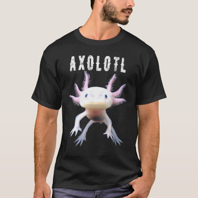 Axolotl Mexican Walking Fish Cute Amphibian Smilin T-Shirt (Front)