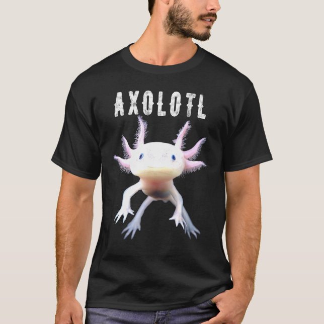 Axolotl Mexican Walking Fish Cute Amphibian Smilin T-Shirt (Front)