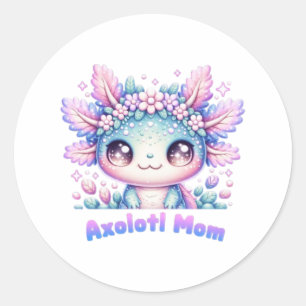 Axolotl Mom Cute Kawaii Axolotl Flower Crown Stick Classic Round Sticker