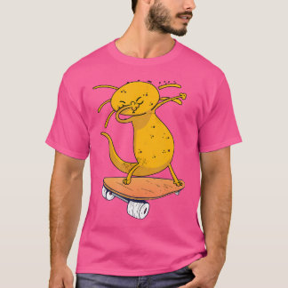 Axolotl On A Skateboard Funny Skateboarding Salama T-Shirt