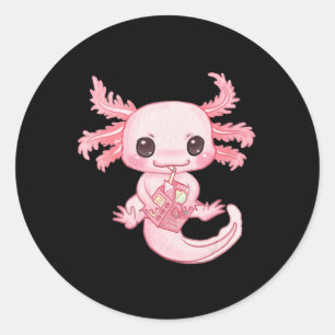 Axolotl Pastel Goth Strawberry Milk Shake Anime Ae Classic Round Sticker