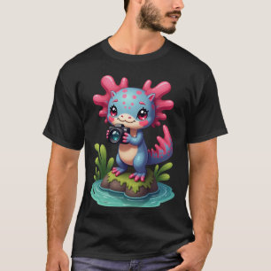 Axolotl Photographer Cute Kawaii Camera Nature Adv T-Shirt
