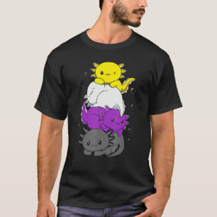 Axolotl Pile Non Binary Flag Agender Genderqueer P T-Shirt