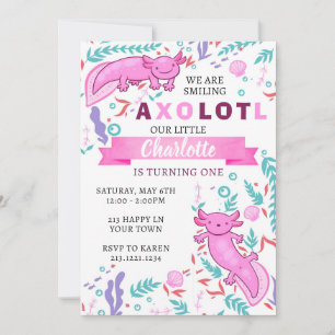Axolotl Pink Birthday Invite