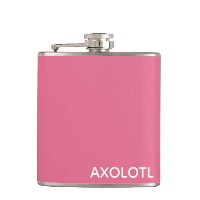 Axolotl pink color name hip flask (Front)