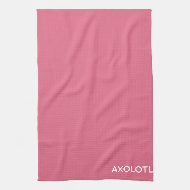 Axolotl pink color name tea towel (Vertical)