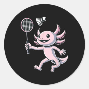 Axolotl Playing Badminton Player Shuttle Sport Classic Round Sticker