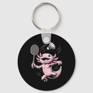 Axolotl Playing Badminton Player Shuttle Sport  Key Ring