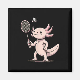 Axolotl Playing Badminton Player Shuttle Sport Magnet