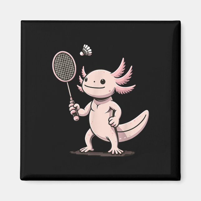 Axolotl Playing Badminton Player Shuttle Sport  Magnet (Front)