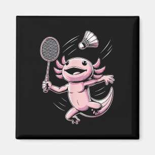 Axolotl Playing Badminton Player Shuttle Sport Magnet