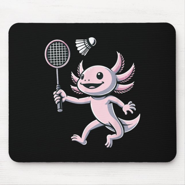 Axolotl Playing Badminton Player Shuttle Sport  Mouse Mat (Front)