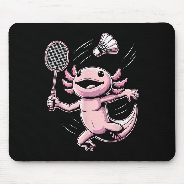 Axolotl Playing Badminton Player Shuttle Sport  Mouse Mat (Front)