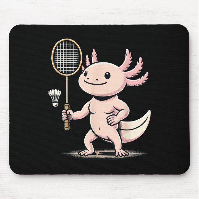 Axolotl Playing Badminton Player Shuttle Sport  Mouse Mat (Front)