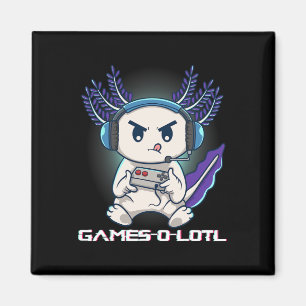 Axolotl Playing Console Video Games Gamesolotl Gam Magnet