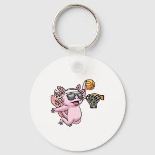 Axolotl Playing Sketll Player Sports Kids Key Ring