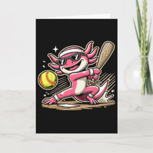 Axolotl Playing Softll, Softll Player Sports Kids Card