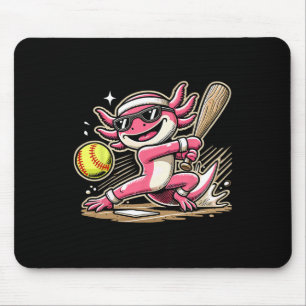 Axolotl Playing Softll, Softll Player Sports Kids  Mouse Mat