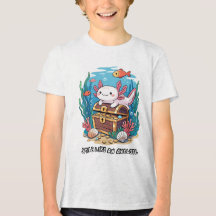 Axolotl proudly sitting atop a treasure chest