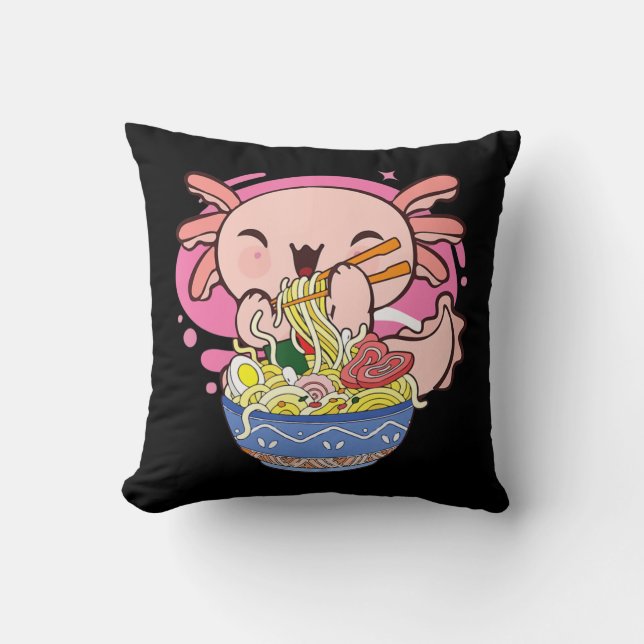 Axolotl Ramen Kawaii Japanese Anime Noodle Gift Ki Cushion (Front)