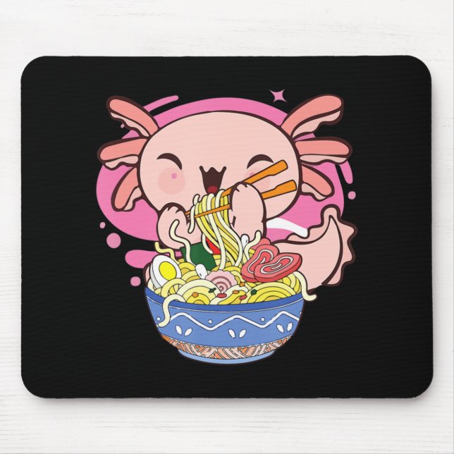 Axolotl Ramen Kawaii Japanese Anime Noodle Gift Ki Mouse Mat (Front)