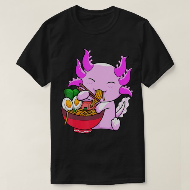 Axolotl Ramen Noodles Japanese Otaku Kawaii Anime  T-Shirt (Design Front)