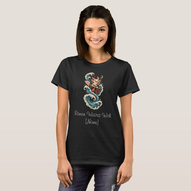 Axolotl Ramen Wave Moon Adventure T-Shirt (Front Full)