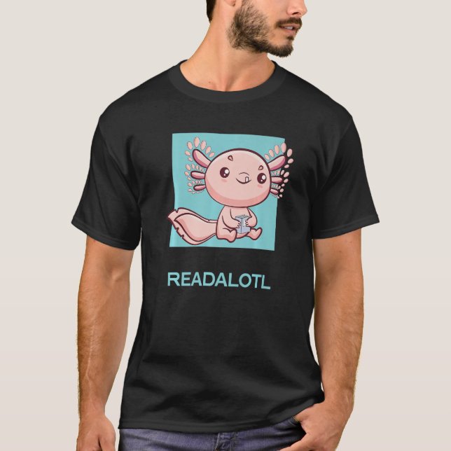 Axolotl Readalotl Ambystoma Mexicanum Cute Walking T-Shirt (Front)